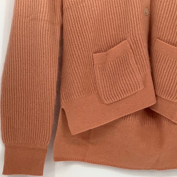 NEW! Naadam Size Small $395 Cashmere Ombre Ribbed Cardigan Peach Orange J6-12 - Picture 6 of 12